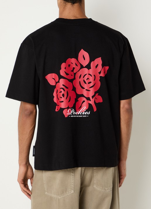 Pockies Roses T-shirt met logo- en backprint - detail 3 zwart