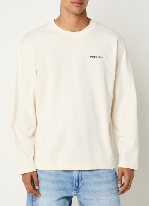 Pockies Shepherd sweater met logo- en backprint - achterkant 2 gebroken wit