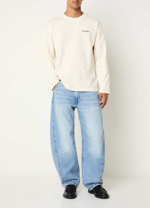 Pockies Shepherd sweater met logo- en backprint - voorkant 4 gebroken wit