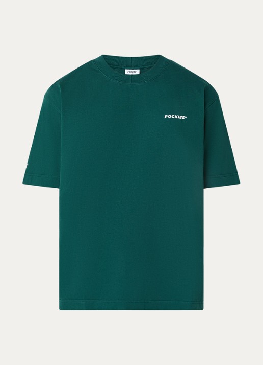 Pockies Sundays T-shirt met logo- en backprint - voorkant 2 groen