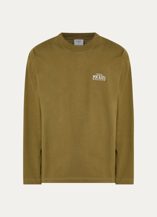 Pockies Sweater met logo- en backprint - voorkant groen