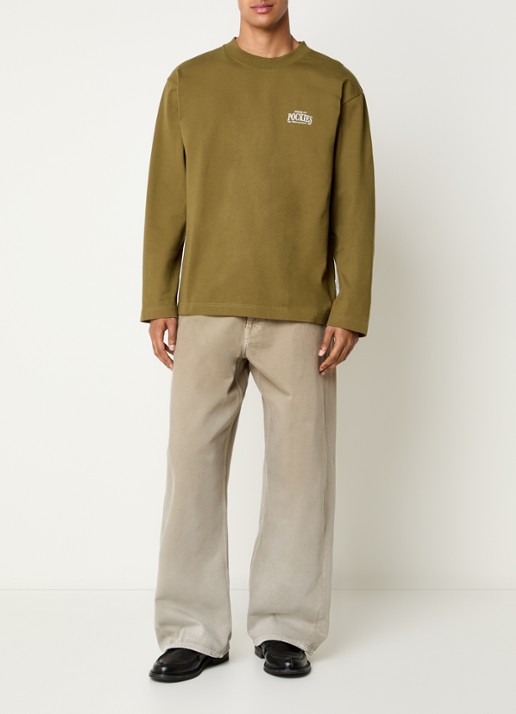 Pockies Sweater met logo- en backprint - voorkant 2 groen