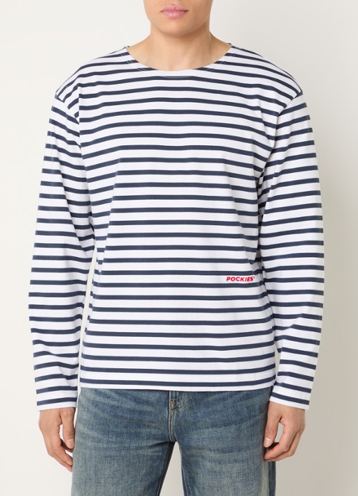 Pockies T-shirt met streepprint en logoborduring