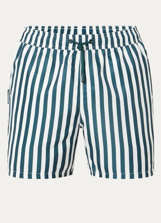 Pockies Zwemshorts met streepprint en steekzakken - voorkant 3 groen