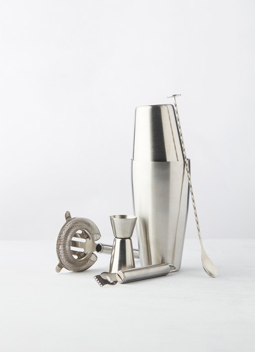 Point-Virgule Cocktailset met Boston shaker 5-delig - voorkant 5 zilver