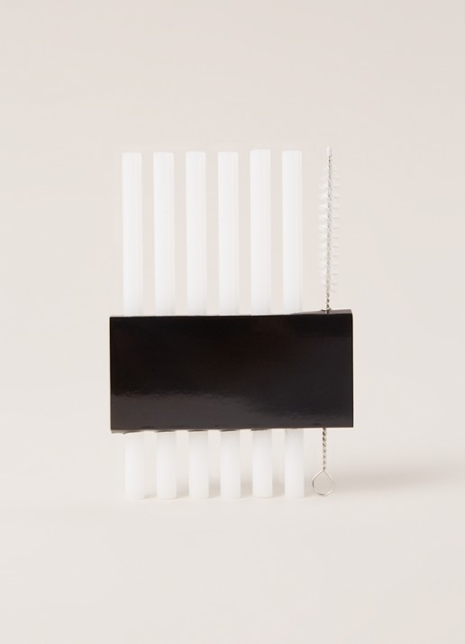Point-Virgule Rietje van glas set van 6 - voorkant 2 wit