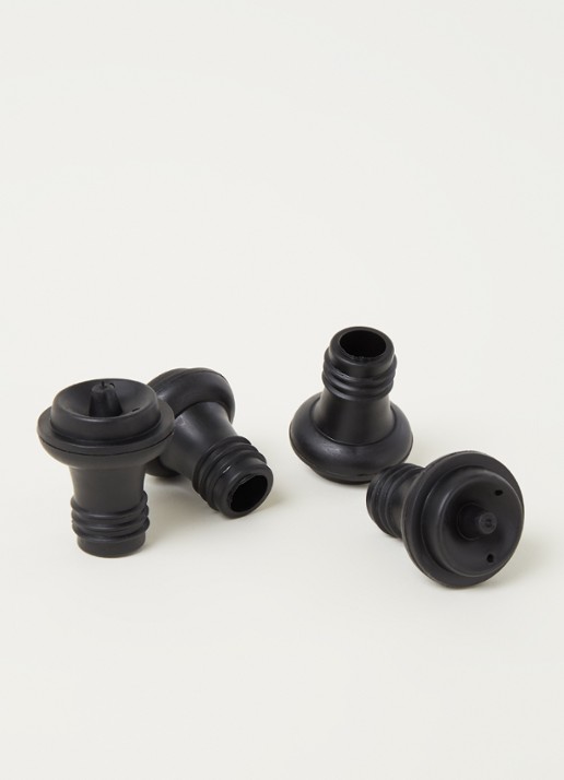 Point-Virgule Wijnstopper set van 4 - voorkant 2 zwart