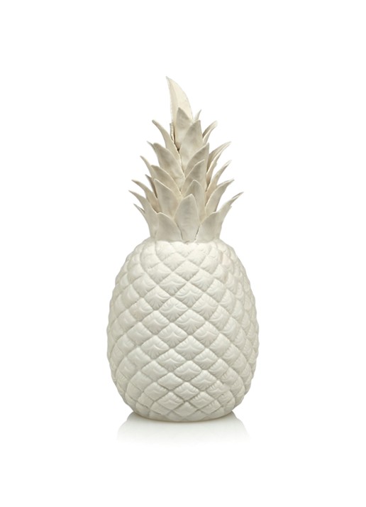 POLSPOTTEN Ananas porselein 30 cm - voorkant gebroken wit