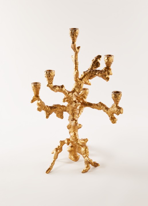 POLSPOTTEN Appelboom kandelaar 53 cm - voorkant 2 goud