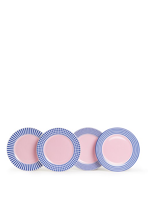 POLSPOTTEN Aunty dinerbord 27 cm set van 4 - voorkant wit