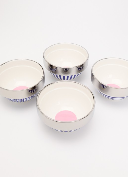 POLSPOTTEN Aunty kom 14 cm set van 4 - voorkant 2 blauw