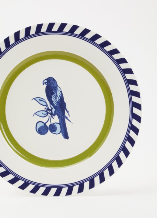 POLSPOTTEN Bird dinerbord 27 cm set van 2 - detail groen