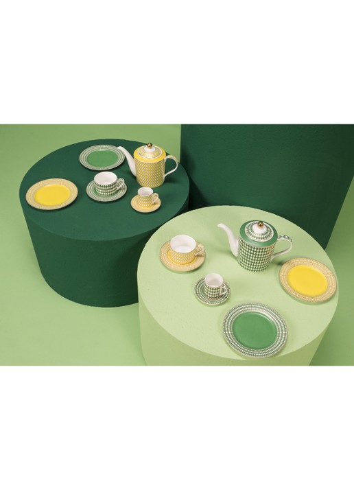 POLSPOTTEN Chess espressokopje met schotel 10 cl set van 4 - achterkant groen
