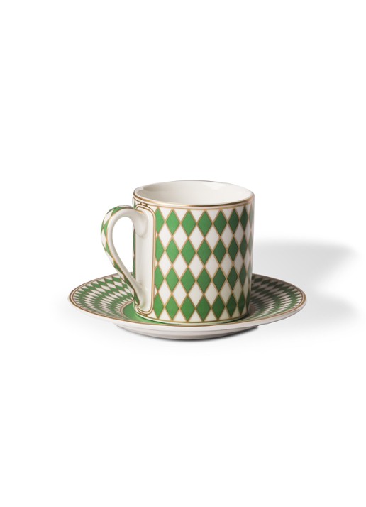 POLSPOTTEN Chess espressokopje met schotel 10 cl set van 4 - detail 3 groen