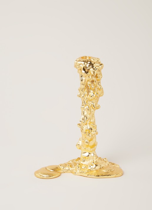POLSPOTTEN Drip kandelaar 24 cm - voorkant 2 goud