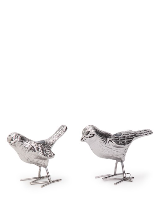 POLSPOTTEN Flock Of Birds kandelaar set van 2 - voorkant zilver