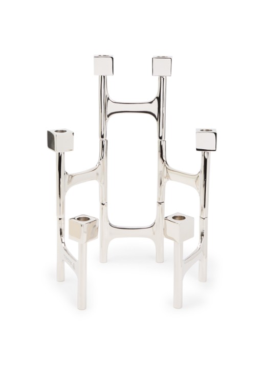 POLSPOTTEN Folding kandelaar 40 cm  - voorkant zilver