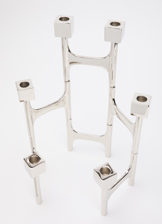 POLSPOTTEN Folding kandelaar 40 cm  - voorkant 2 zilver