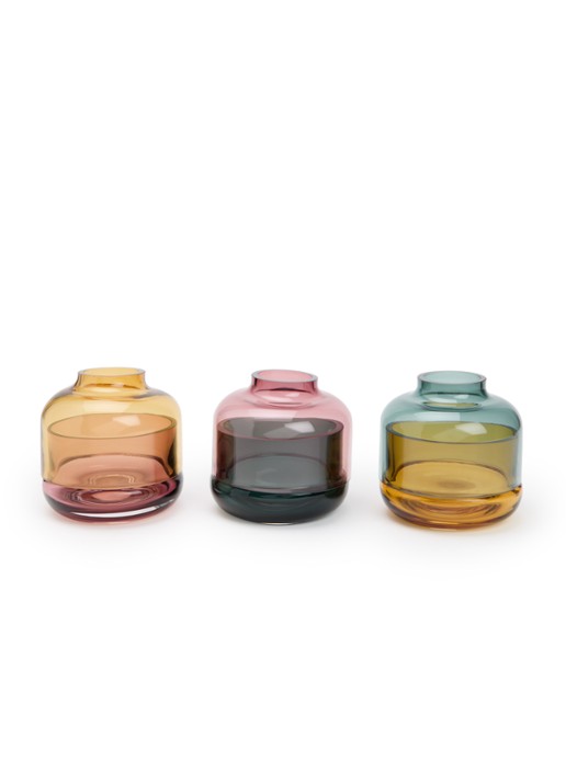 POLSPOTTEN Formy waxinelichthouder 9,3 cm set van 3  - voorkant multicolor