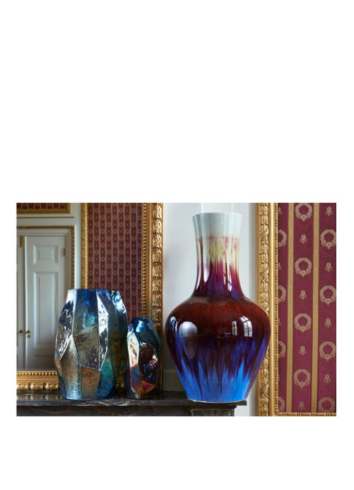 POLSPOTTEN Graphic Luster vaas L 40 cm - voorkant 2 donkerblauw