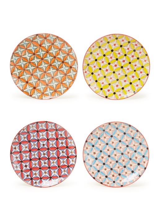 POLSPOTTEN Hippy ontbijtbord 20 cm set van 4