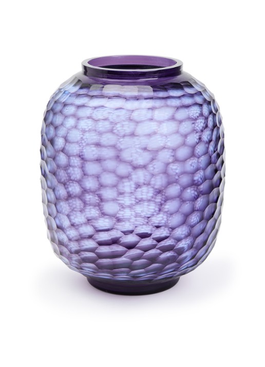 POLSPOTTEN Honeycomb vaas M 33 cm - voorkant paars