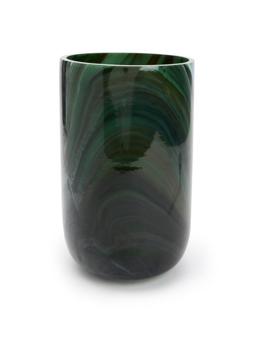 POLSPOTTEN Marbled M vaas 30 cm  - voorkant groen
