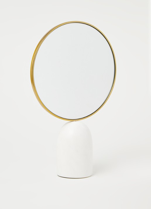 POLSPOTTEN Mirror round marble white tafelspiegel - voorkant 2 wit