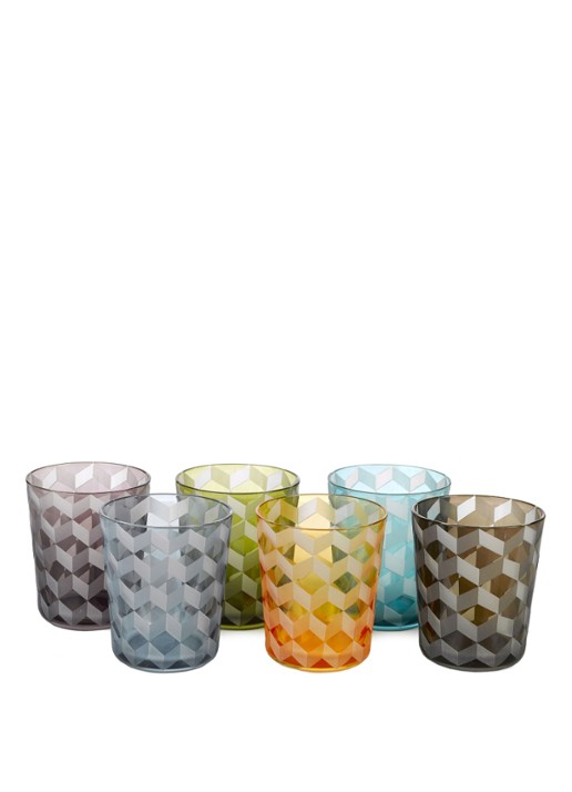 POLSPOTTEN Multicolour Blocks glas set van 6