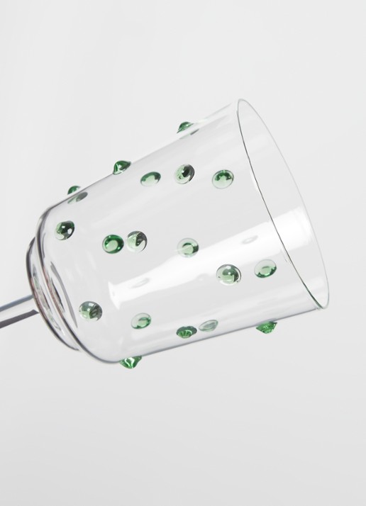 POLSPOTTEN Nob wijnglas 35 cl set van 2 - detail olijfgroen