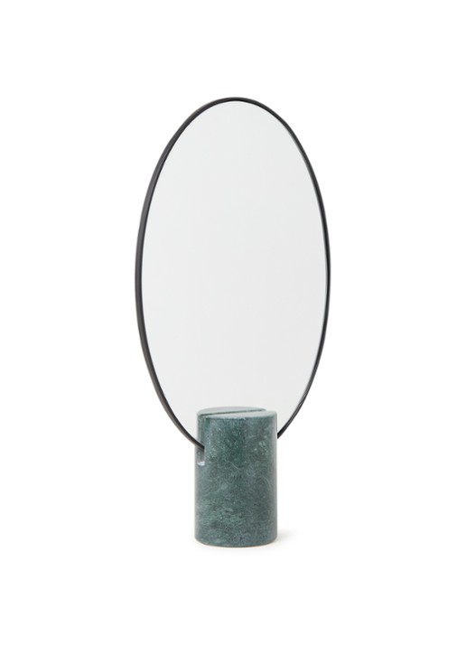 POLSPOTTEN Oval marble green tafelspiegel 29 x 20 cm - voorkant 2 groen