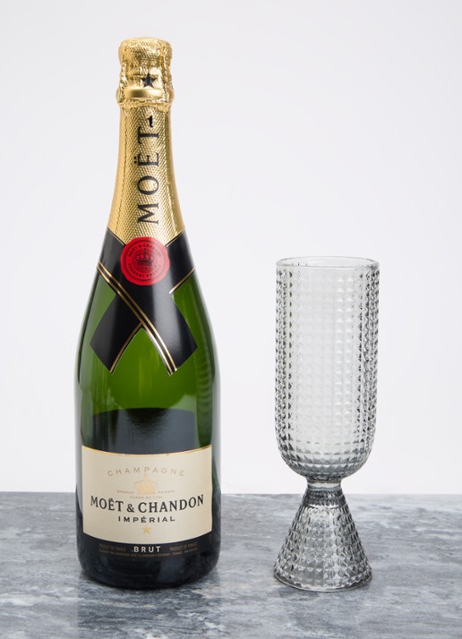 POLSPOTTEN Rooftop champagneglas 22 cl set van 4 - voorkant 2 lichtgrijs