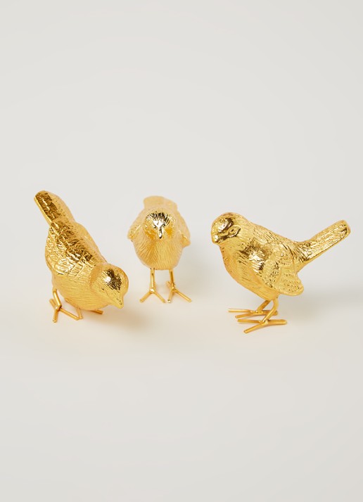 POLSPOTTEN Sparrow mus ornament set van 3 - voorkant 2 goud