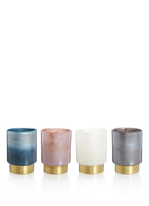 POLSPOTTEN Waxinelichthouder 4-delig 19 cm - voorkant multicolor