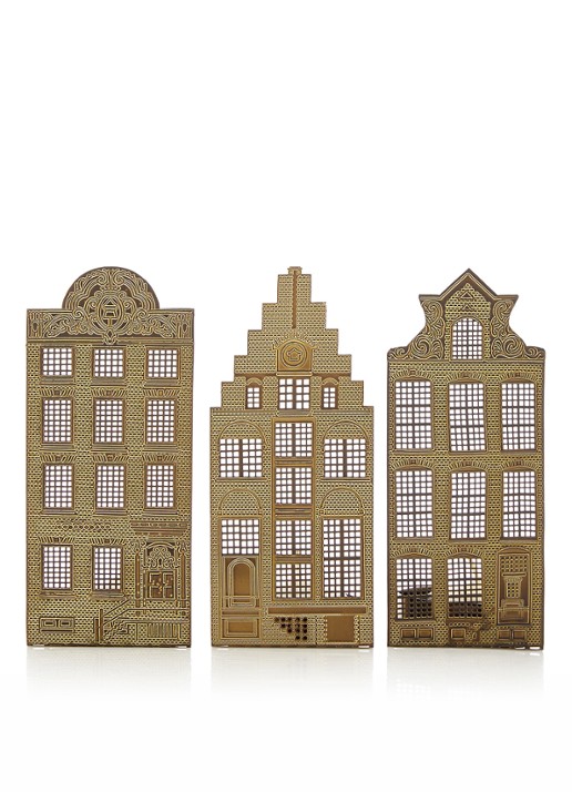 POLSPOTTEN Waxinelichthouders 3-delig 14 cm - voorkant goud