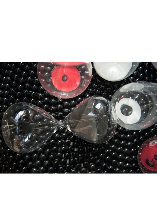 POLSPOTTEN Zandloper van glas 30 cm - voorkant 3 zwart