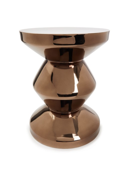 POLSPOTTEN Zig Zag kruk 46 cm - voorkant brons