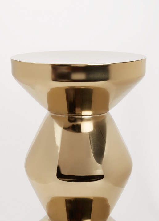 POLSPOTTEN Zig Zag kruk 46 cm - voorkant 2 goud