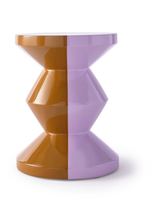 POLSPOTTEN Zig Zag kruk 46 cm - voorkant 4 lila
