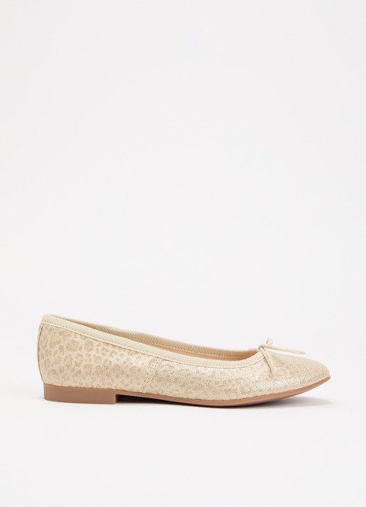 Pom d'Api Dory ballerina van leer met panterprint