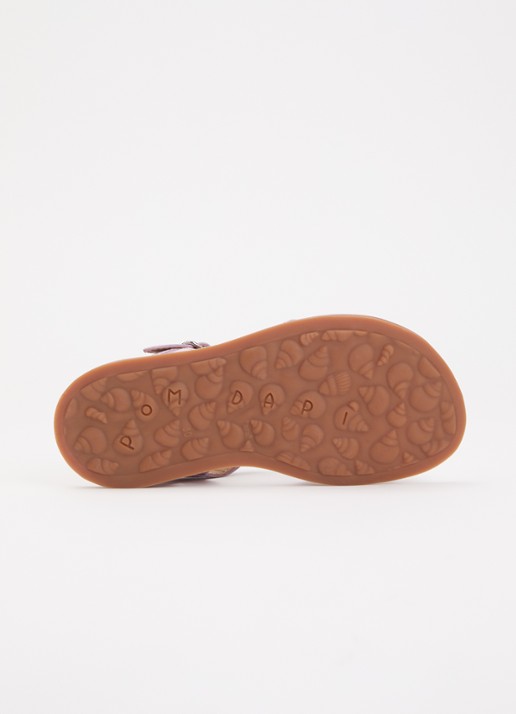 Pom d'Api Plagette sandaal van leer met lakfinish en applicatie  - detail lila