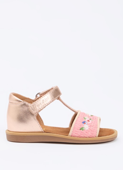 Pom d'Api Poppy Air Natur sandaal van leer met metallic finish