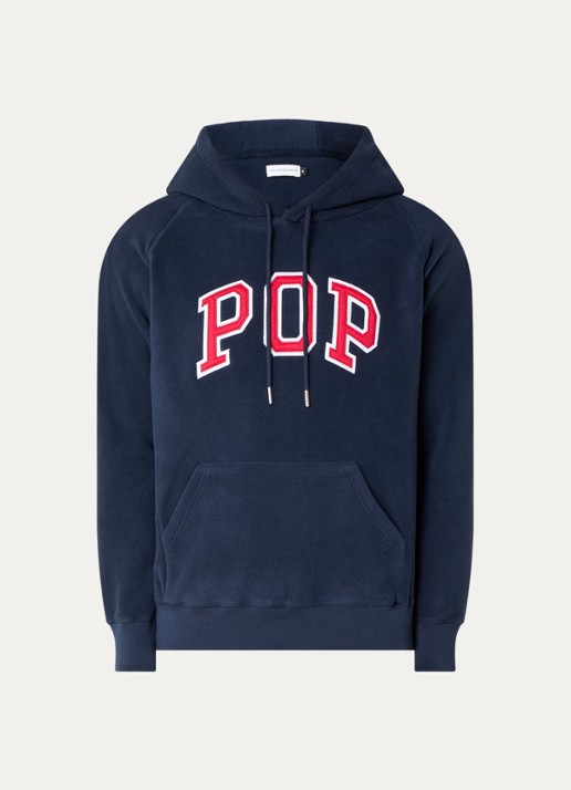 Pop Trading Company Arch hoodie met logoborduring - voorkant 4 donkerblauw
