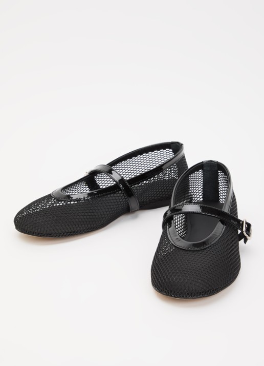 Posa Ballerina met leren details - detail 2 zwart