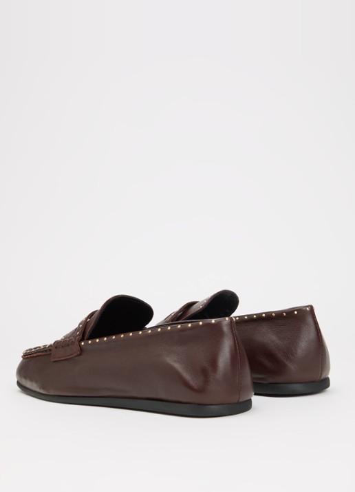 Posa Bardot loafer van leer met studs - achterkant 4 bordeauxrood