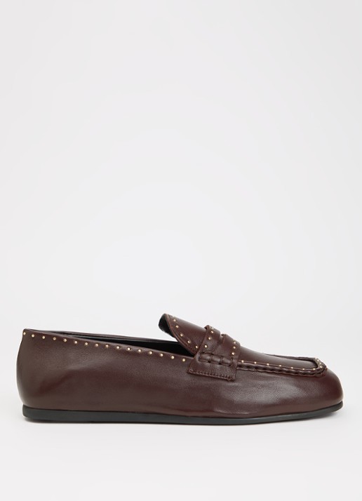Posa Bardot loafer van leer met studs - voorkant 5 bordeauxrood