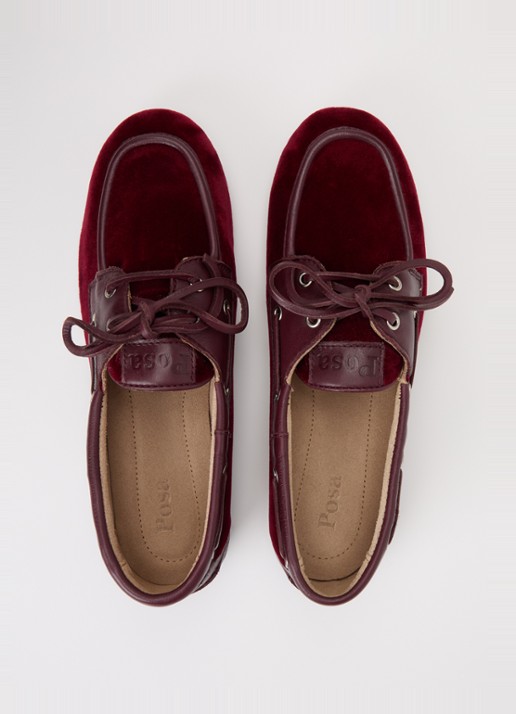 Posa Boat loafer van fluweel met details van leer - detail 4 bordeauxrood