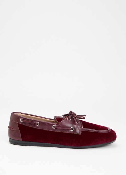 Posa Boat loafer van fluweel met details van leer