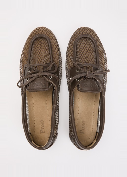 Posa Bootschoen met leren details - detail 3 donkerbruin