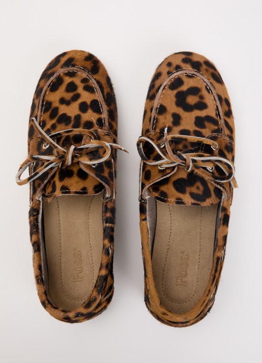 Posa Bootschoen met panterprint - detail 4 camel